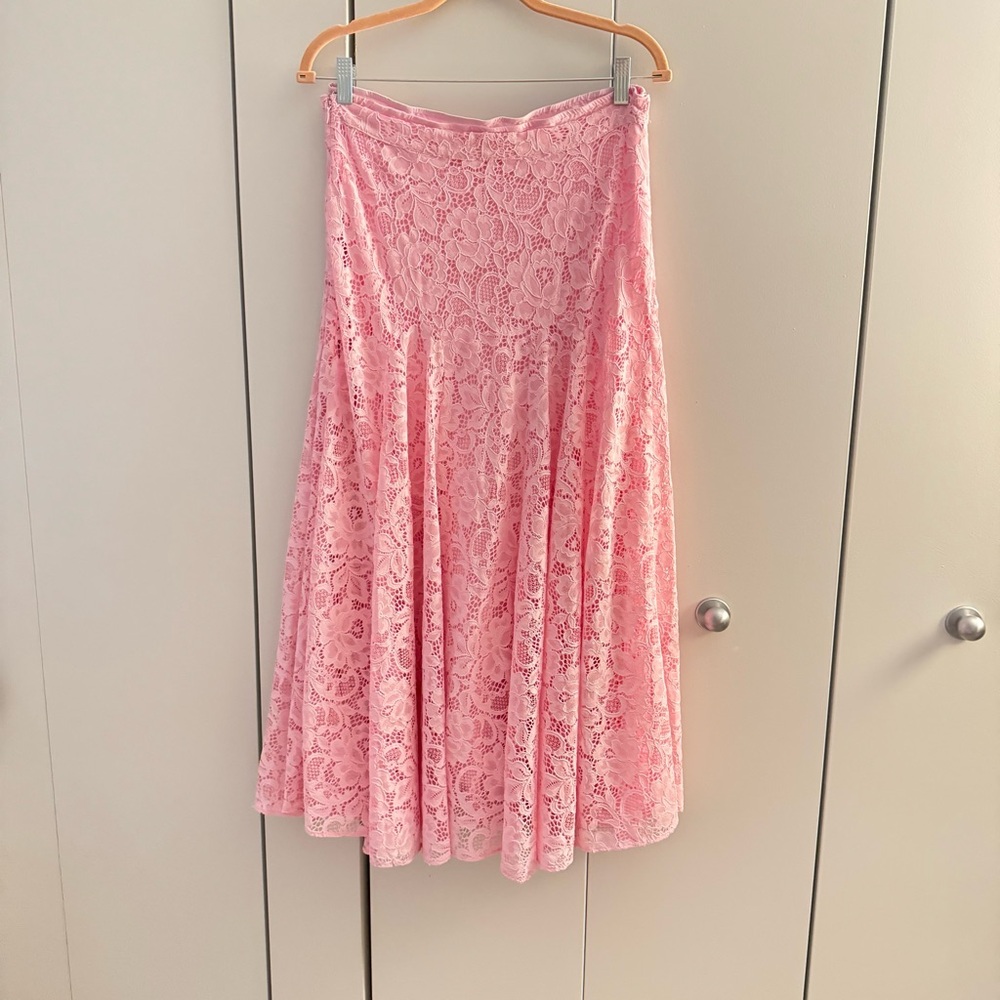 Loeffler randall pink lace bodysuit and skirt size L - Picture 7 of 10